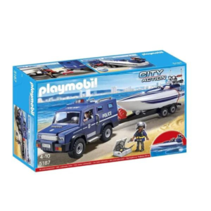 COCHE POLICIA CON LANCHA PLAYMOBIL