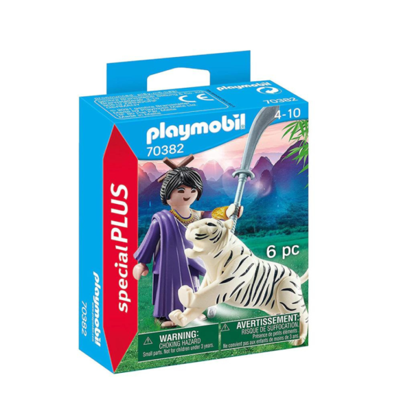 LUCHADORA ASIATICA CON TIGRE BLANCO PLAYMOBIL