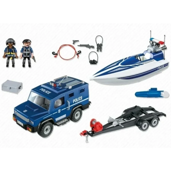COCHE POLICIA CON LANCHA PLAYMOBIL - Image 2
